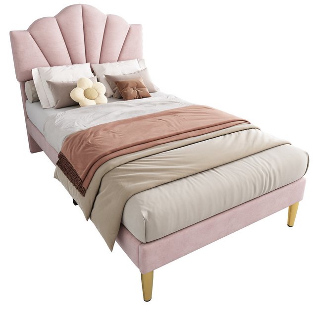 Rutaqian Polsterbett Bett 140×200cm, Doppelbett, Samt Stoff, eleganter Stil günstig online kaufen