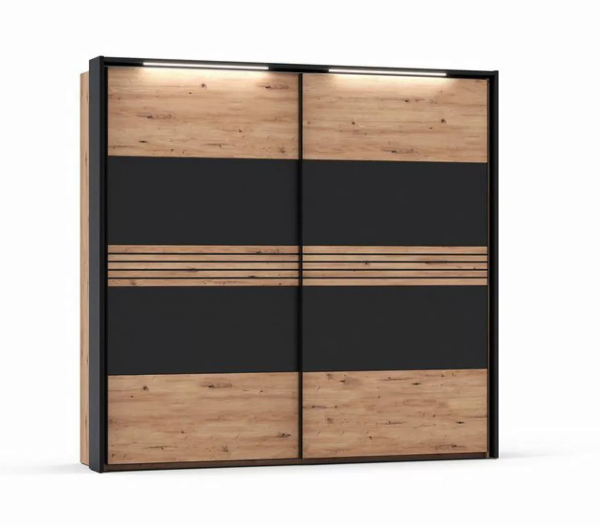 58 aufm Kessel Kleiderschrank Janet 220x214x60 Artisan Eiche/Schwarz 10262 günstig online kaufen