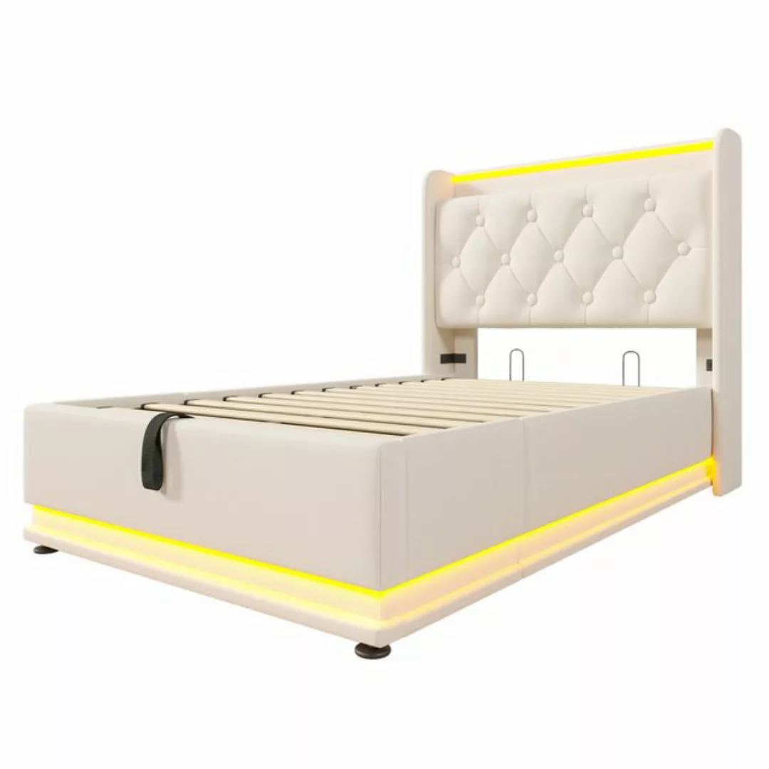 KoDise Polsterbett mit USB Typ-C Ladefunktion, LED Funktion 90x200cm, weiß günstig online kaufen