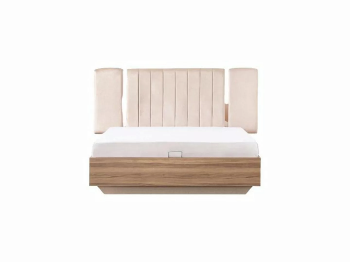 JVmoebel Bett Bettrahmen Bett Doppelbett mit Bettkasten Beige Stoff Luxus M günstig online kaufen