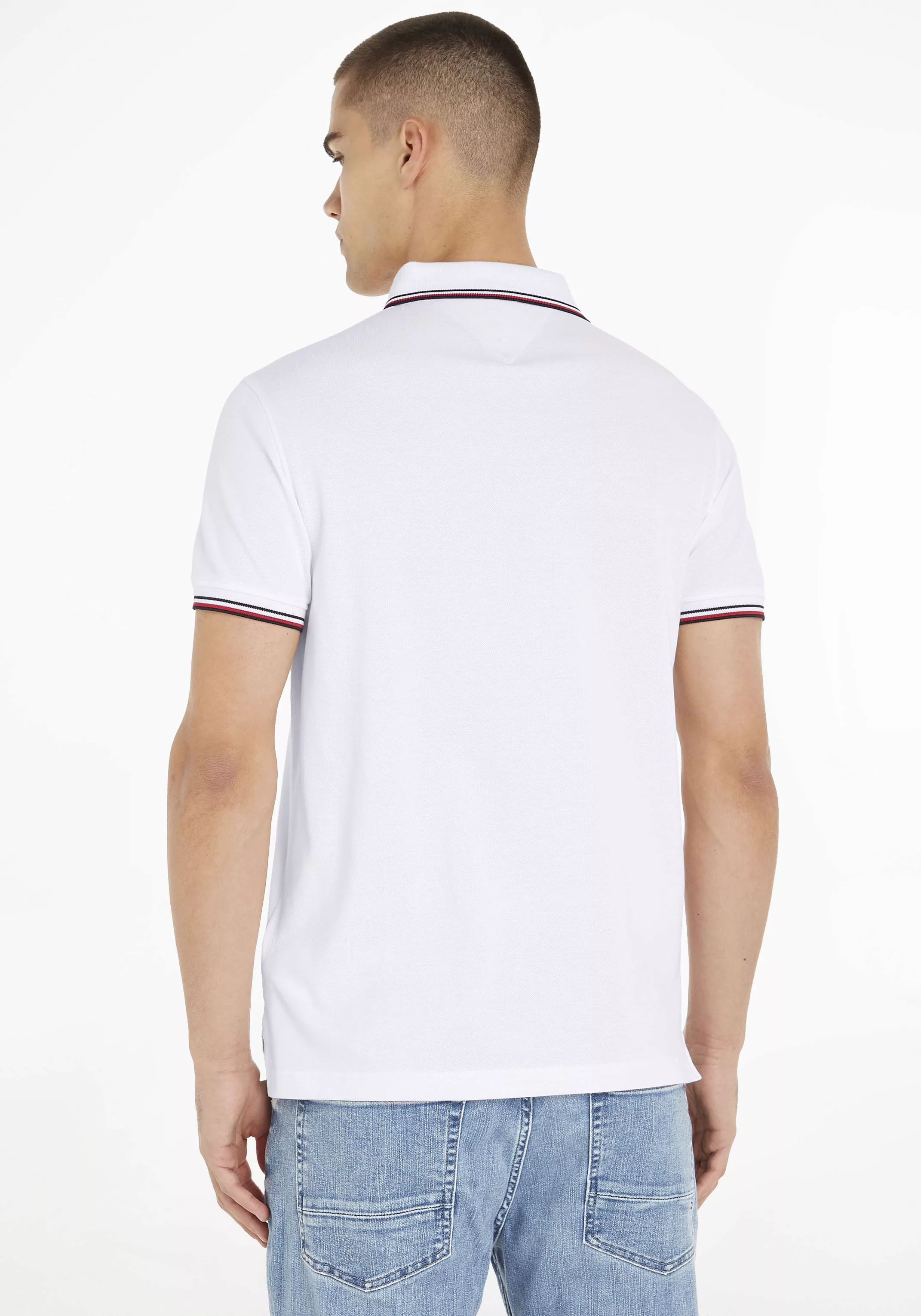 Tommy Hilfiger Poloshirt "1985 RWB TIPPED SLIM POLO", mit TH-Farben an Ärme günstig online kaufen