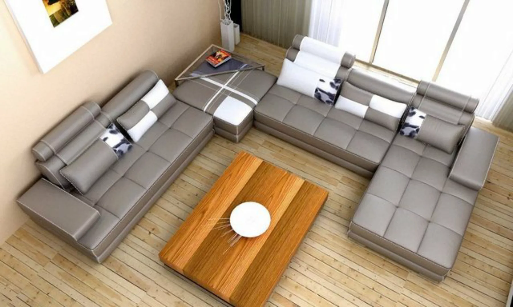 JVmoebel Ecksofa Sofas Wohnlandschaft Design Ecksofa Leder Neu U Form Sofa, günstig online kaufen