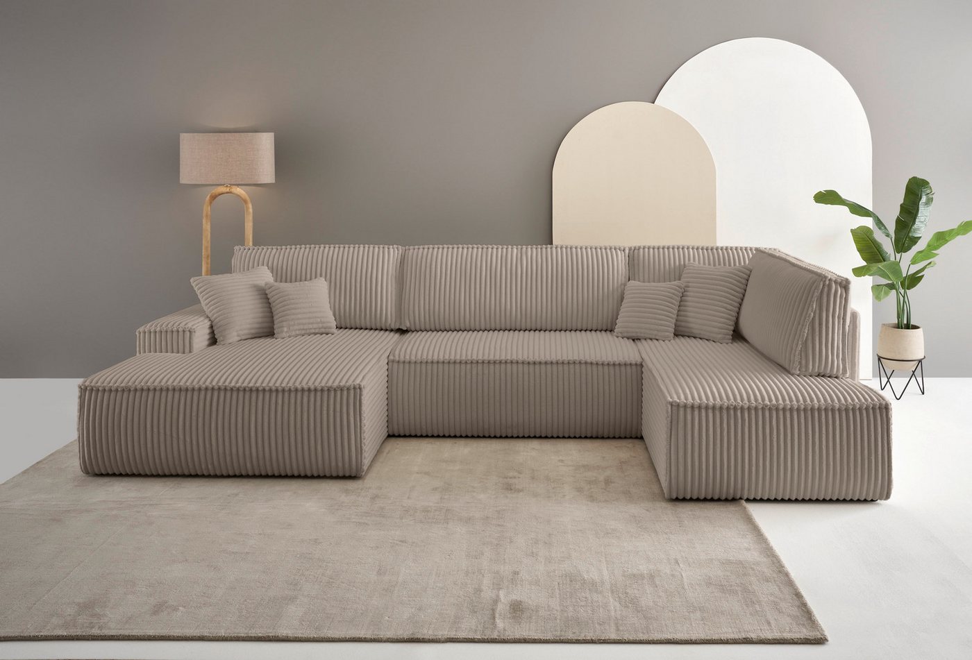 andas Wohnlandschaft FINNLEY U-Form XXL 329 cm, Schlafsofa, Schlaffunktion günstig online kaufen