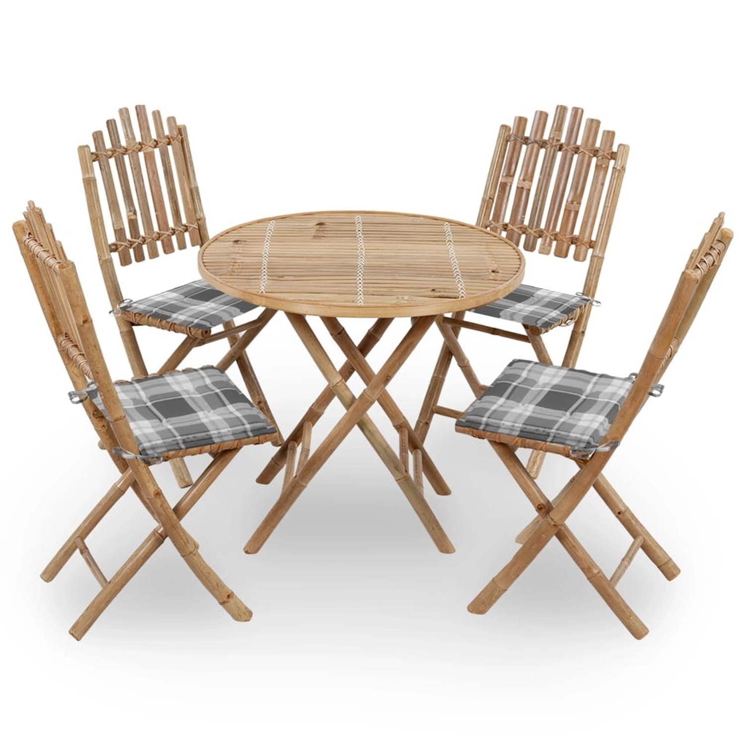 vidaXL 5-Tlg Garten-Essgruppe mit Kissen Klappbar Bambus 3063974 günstig online kaufen
