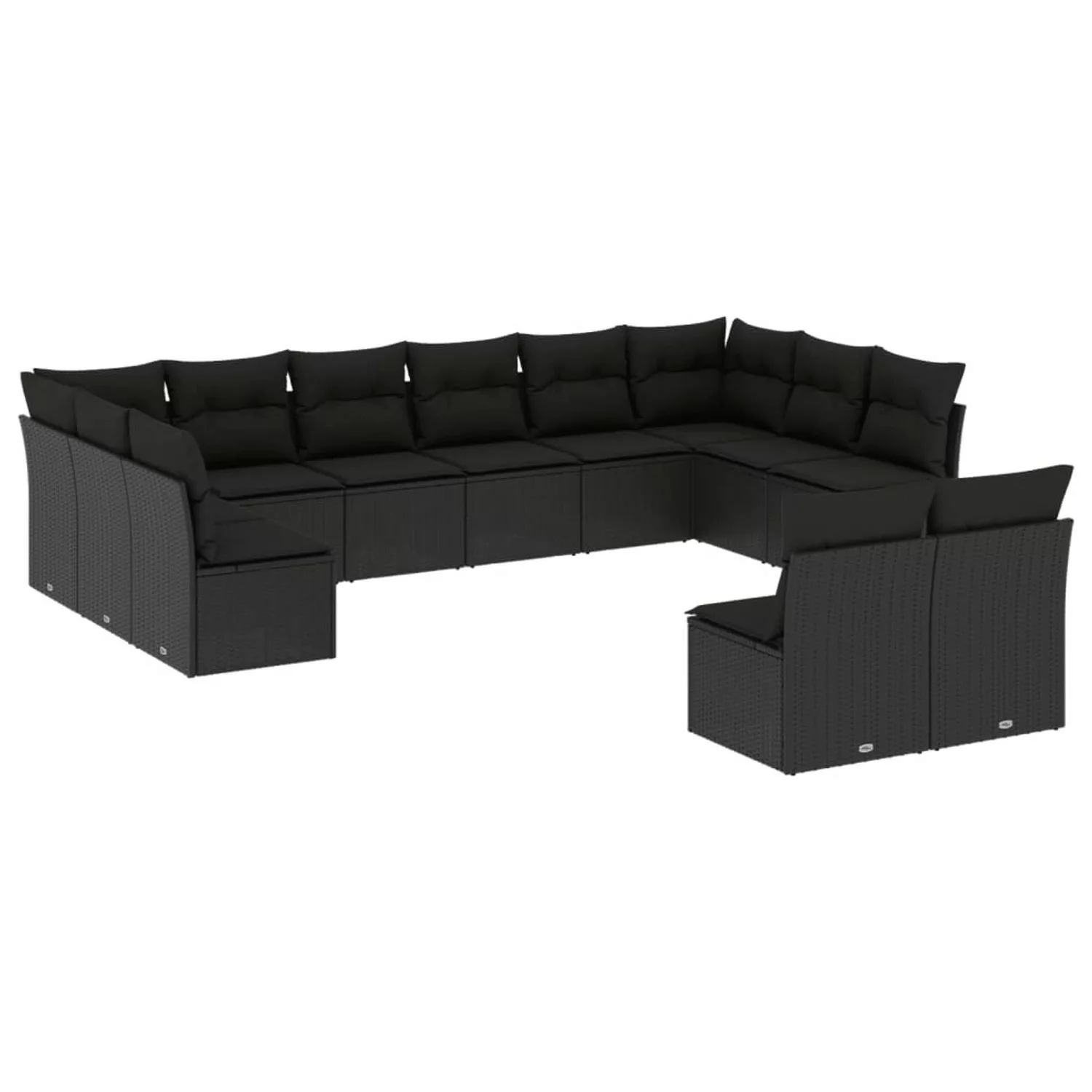 vidaXL 12-tlg Garten-Sofagarnitur mit Kissen Schwarz Poly Rattan Modell 8 günstig online kaufen