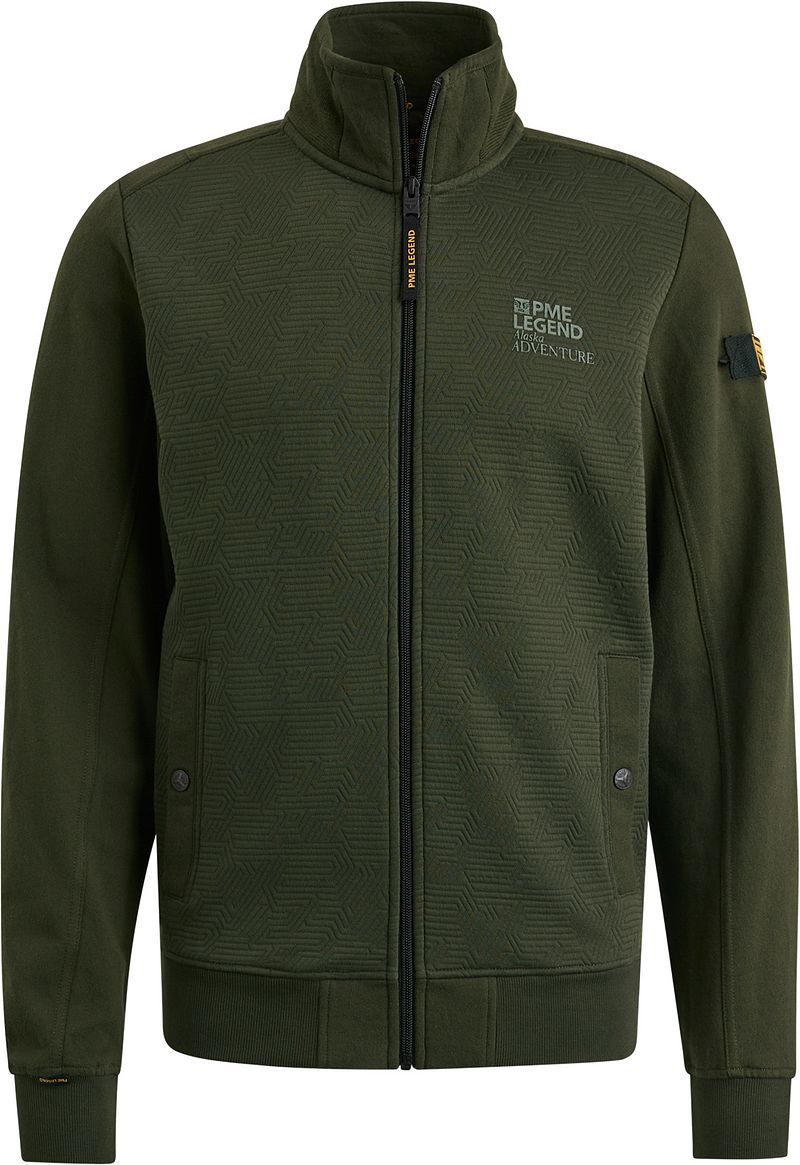 PME Legend Strickjacke Jacquard Interlock Olivgrün - Größe XXL günstig online kaufen