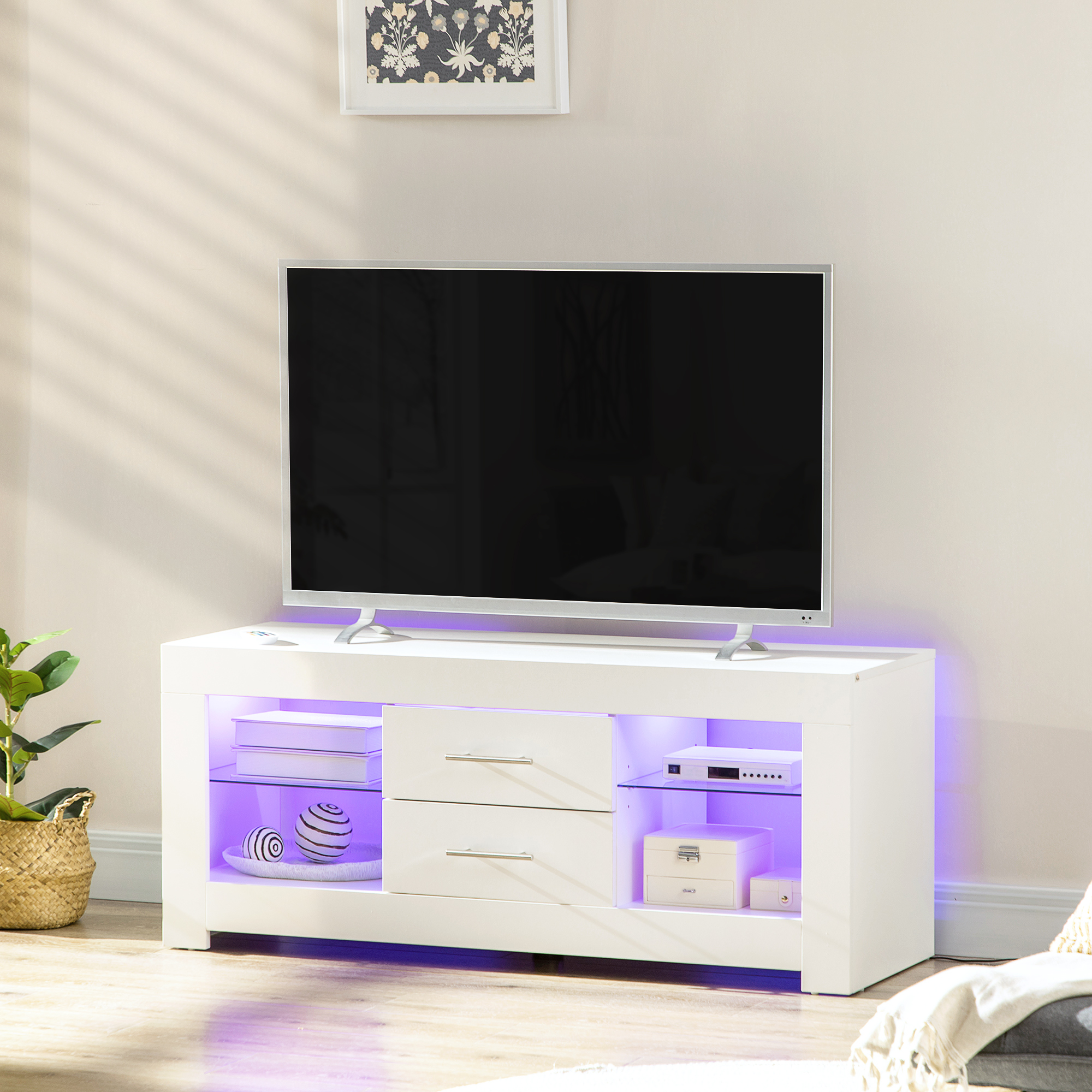 HOMCOM TV-Schrank 55" mit LED-Lichtern in 12 Farben und Fernbedienung, Wohn günstig online kaufen