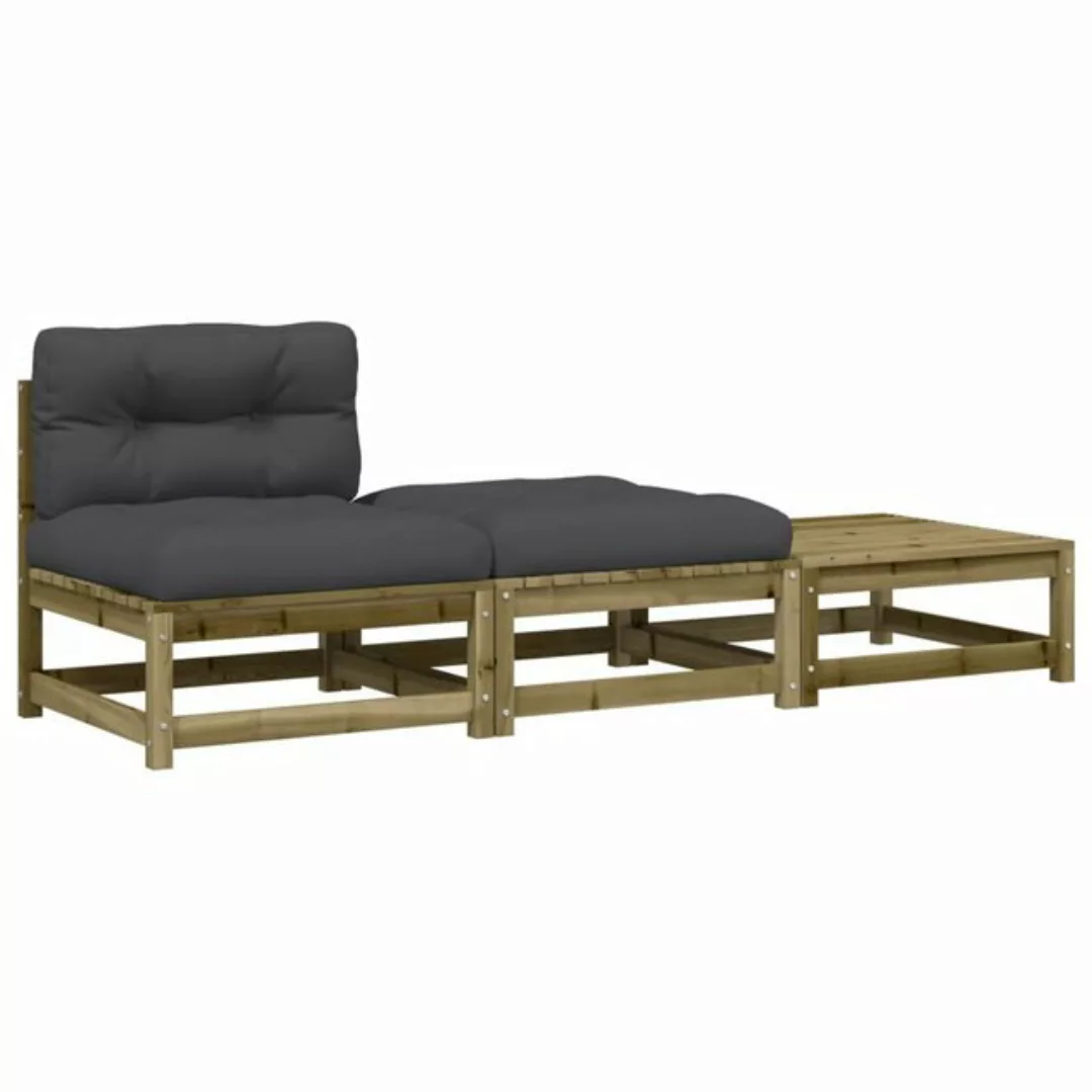 vidaXL Sofa, Gartensofa ohne Armlehnen mit Kissen und Hockern günstig online kaufen