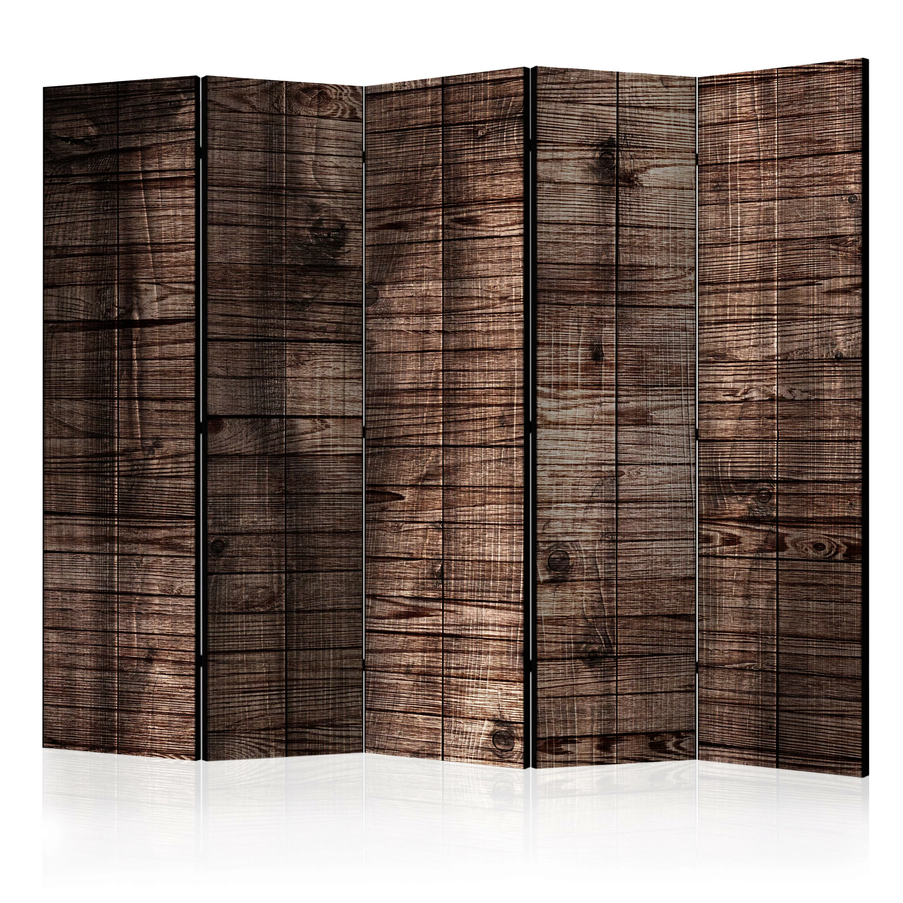 5-teiliges Paravent - Dark Brown Boards Ii [room Dividers] günstig online kaufen