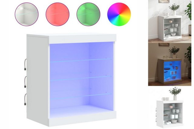 vidaXL Vitrine Sideboard mit LED-Beleuchtung Weiß 60,5x37x67 cm Glas Vitrin günstig online kaufen