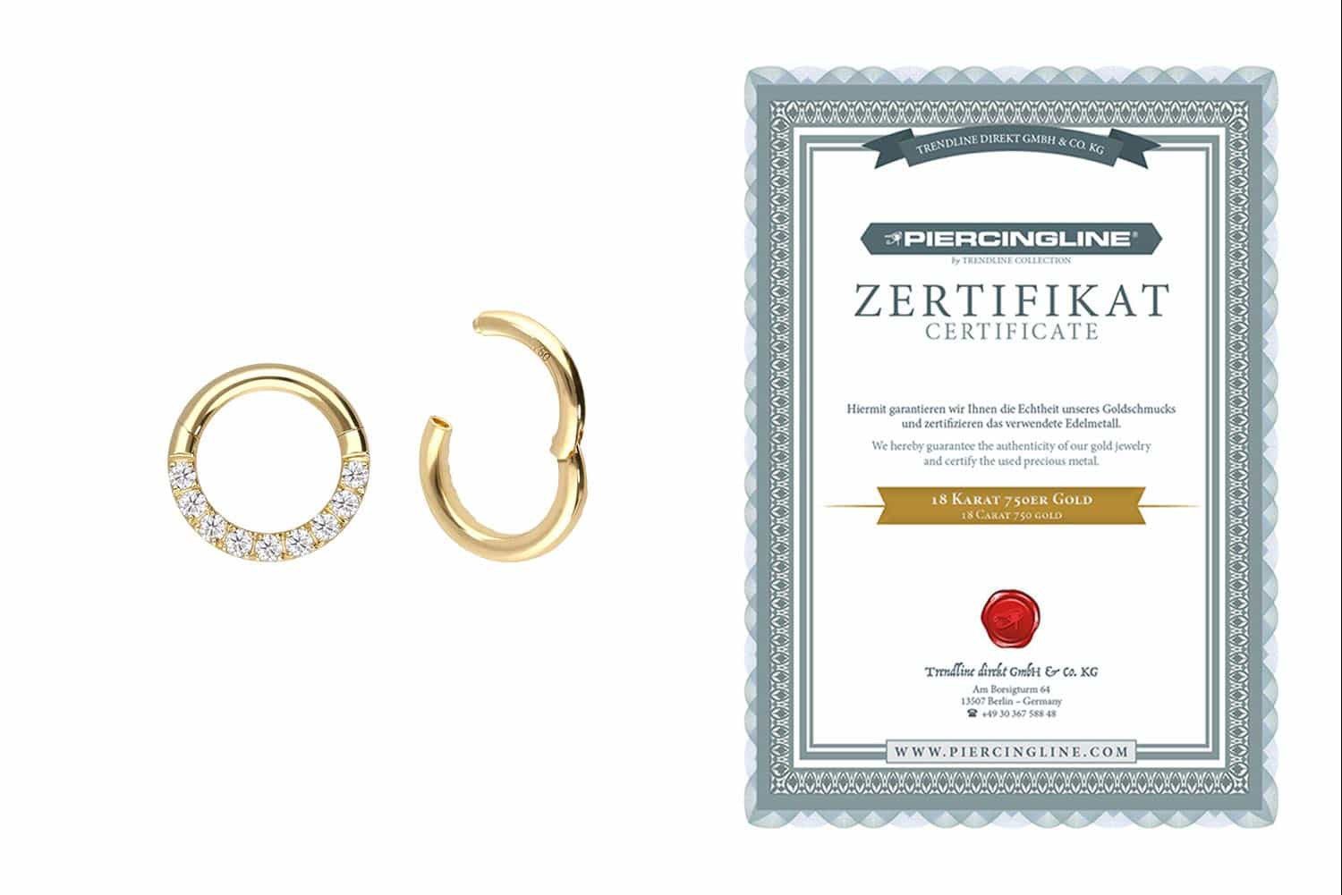 PIERCINGLINE Nasenpiercing 18 Karat Gold Segmentring günstig online kaufen