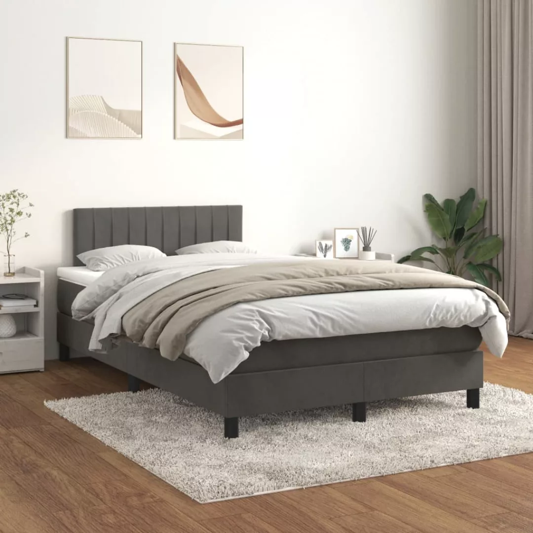 Vidaxl Boxspringbett Mit Matratze Dunkelgrau 120x200 Cm Samt günstig online kaufen