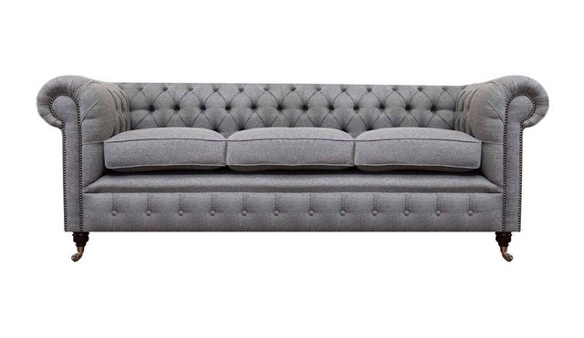 Xlmoebel Sofa Luxuriöses Drei-Sitzer Sofa in grauem Chesterfield-Stil aus S günstig online kaufen