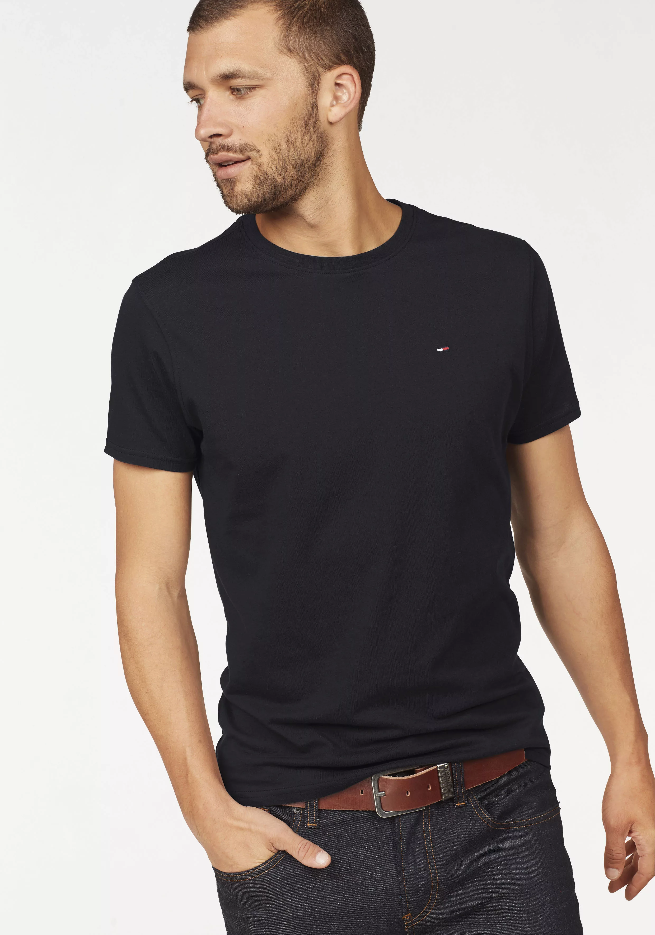 Tommy Jeans T-Shirt TJM CLASSIC JERSEY C NECK mit Logostickerei günstig online kaufen
