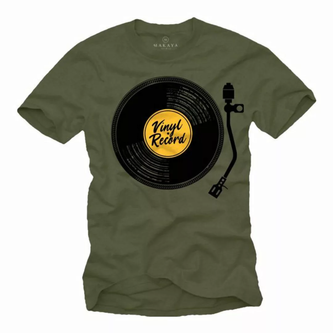 MAKAYA T-Shirt Herren Vintage Schallplatte Hip Hop Musik Retro Rap Motiv Mä günstig online kaufen