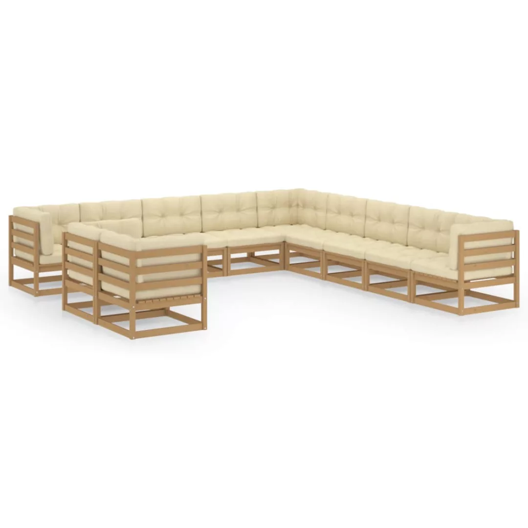 11-tlg. Garten-lounge-set Kissen Honigbraun Kiefer Massivholz günstig online kaufen