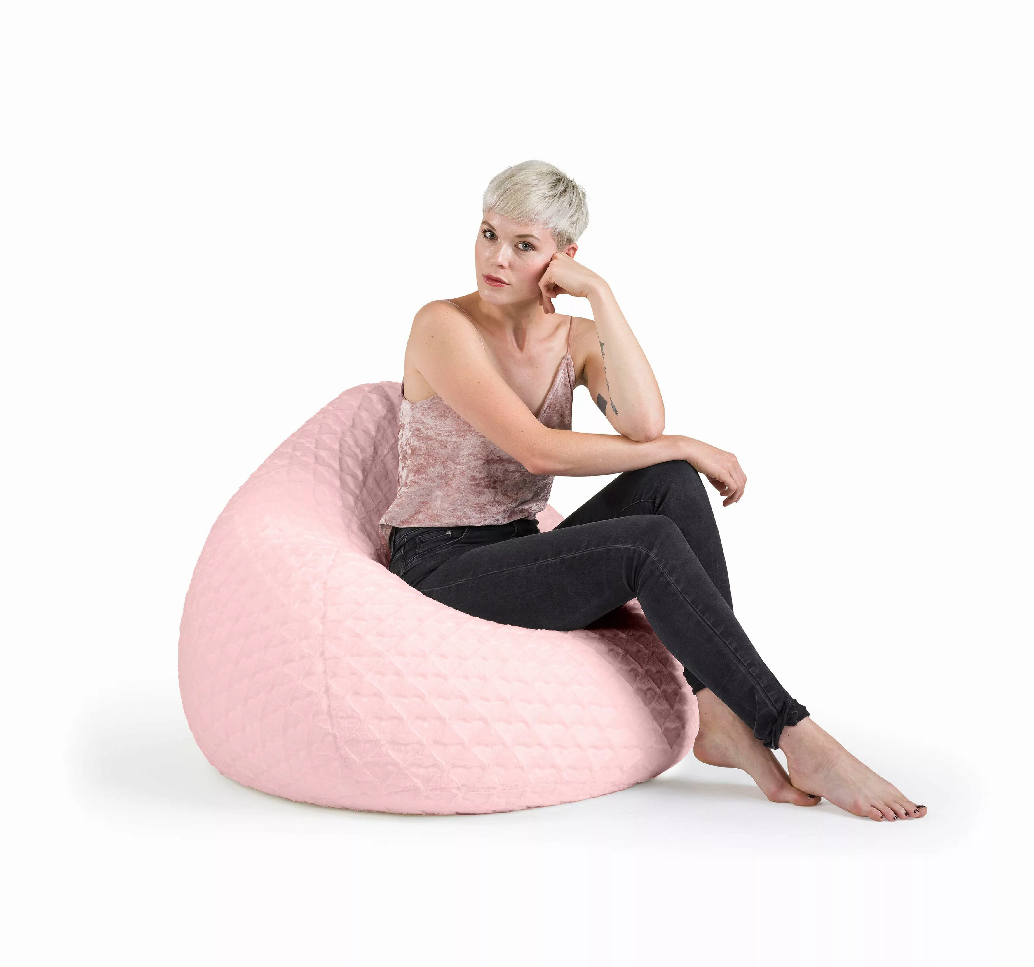 Sitting Point Sitzsack BeanBag Fluffy Hearts 220 l Rose günstig online kaufen