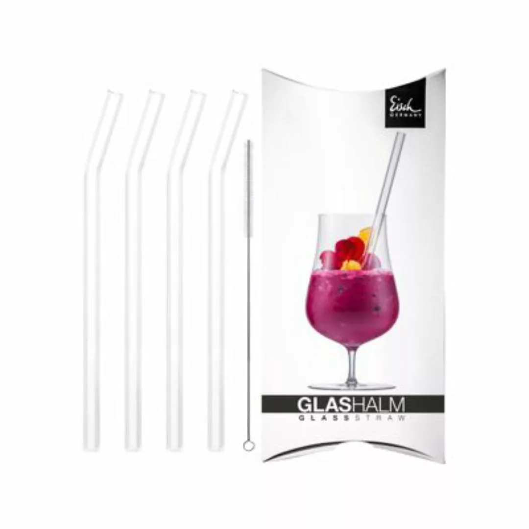 Eisch GERMANY GENTLEMAN Glashalm Set geknickt 4 Glashalme + Bürste Trinkhal günstig online kaufen