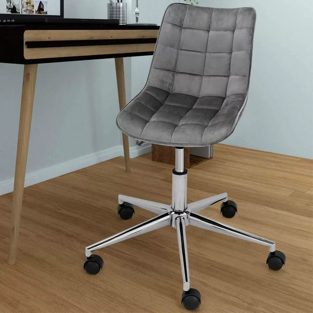 Schreibtischstuhl aus Samt und Metall höhenverstellbarem Sitz günstig online kaufen
