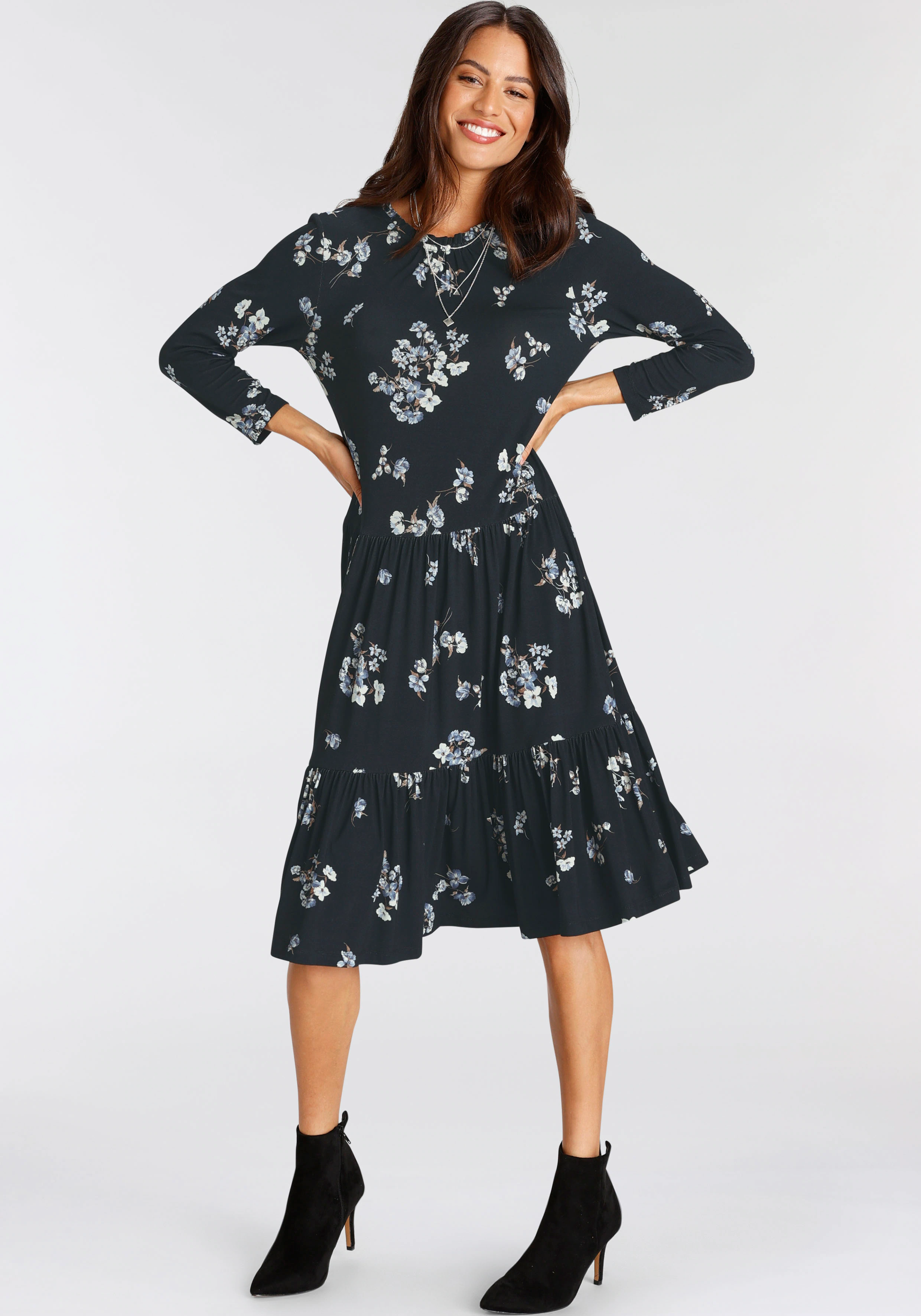 Laura Scott Jerseykleid, mit Rüschenkante und Blumenmuster günstig online kaufen
