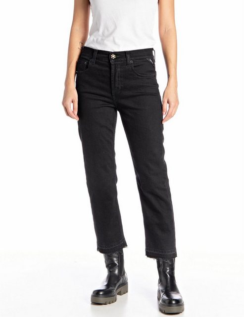 Replay Damen Jeans MAIJKE - Straight Fit - Schwarz - Black günstig online kaufen