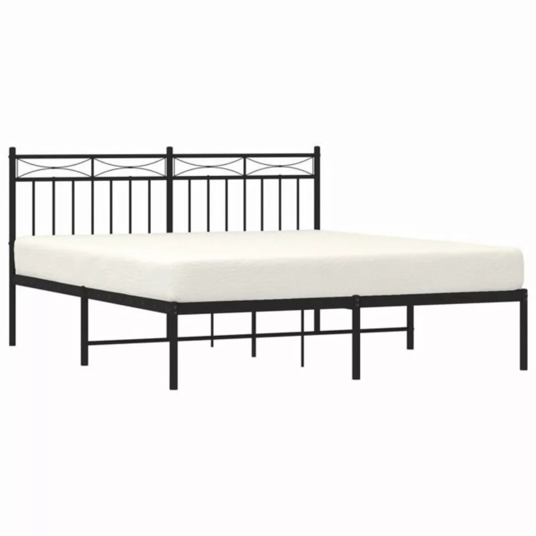 vidaXL Bett Bettgestell mit Kopfteil Metall Schwarz 150x200 cm günstig online kaufen