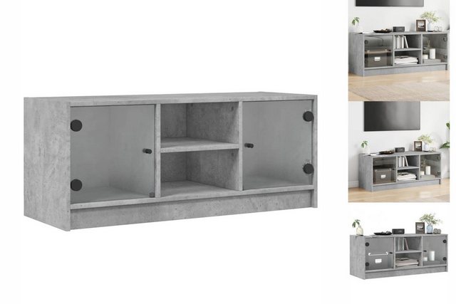 vidaXL TV-Schrank TV Schrank Sideboard Schrank mit Glastüren Betongrau 102x günstig online kaufen