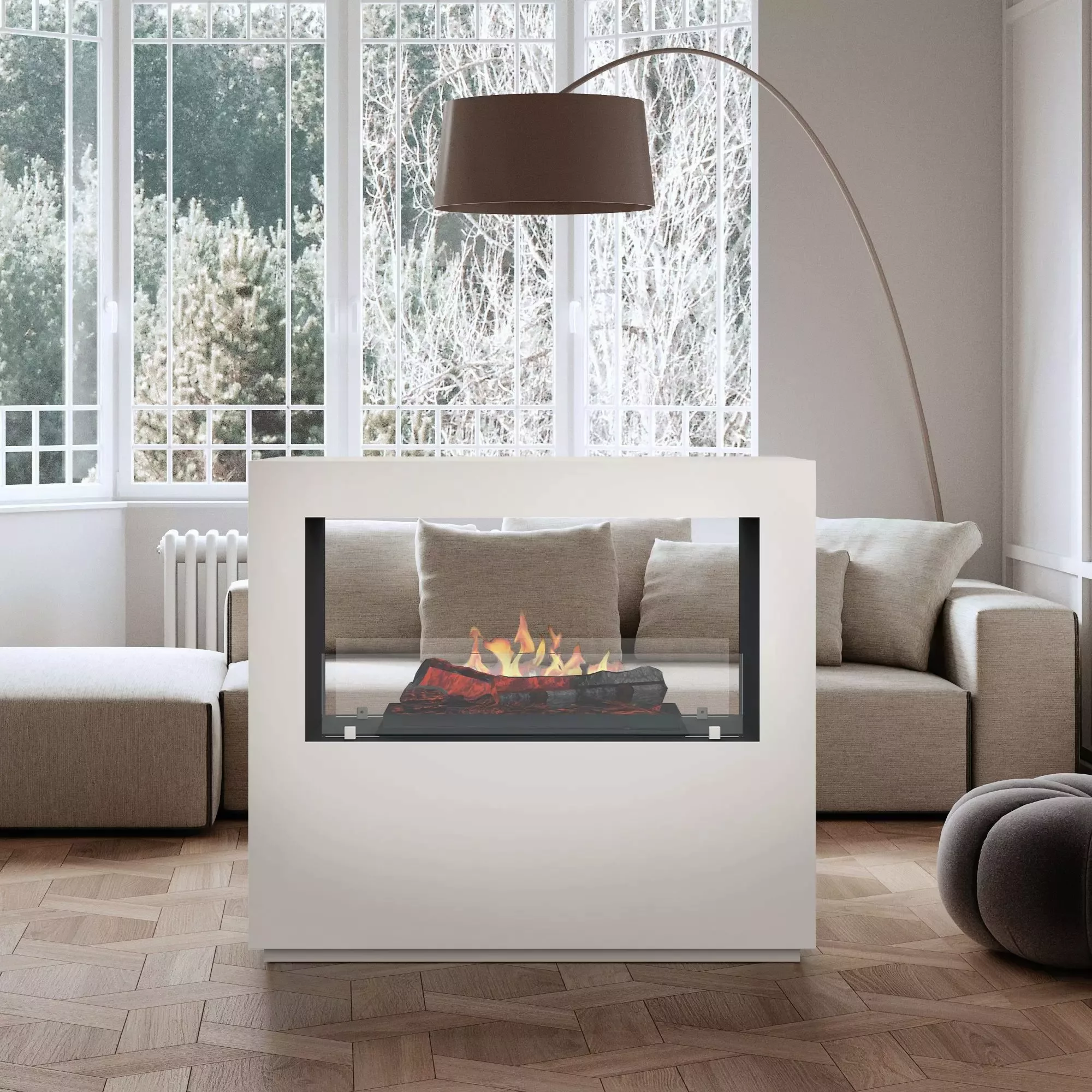 Noble Flame Venturo [moderner Raumteiler Elektrokamin Opti-myst LED]: Weiß günstig online kaufen