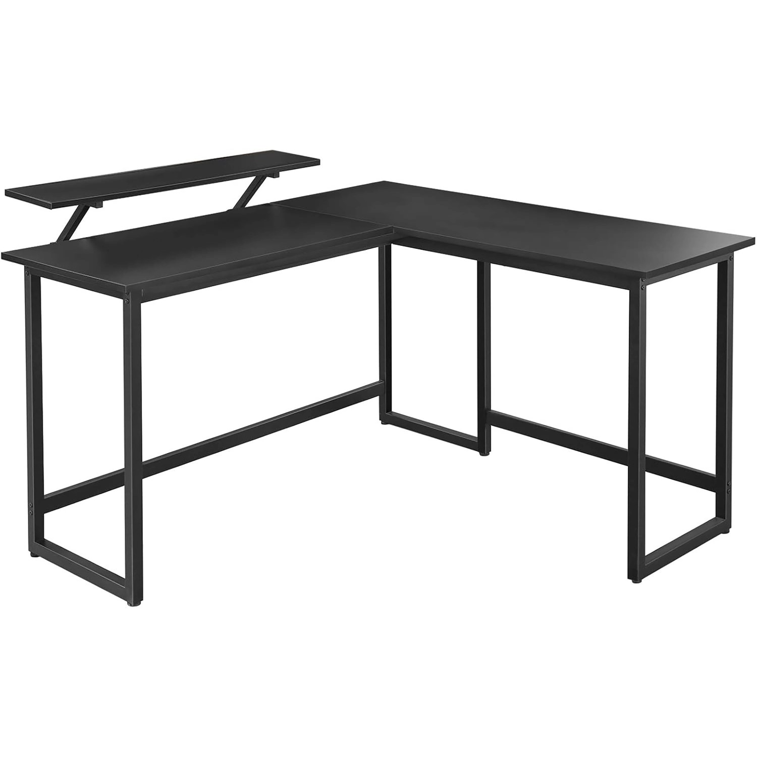 Vasagle Computertisch L-förmig mit Monitoraufsatz 130 x 85 x 180 cm Schwarz günstig online kaufen