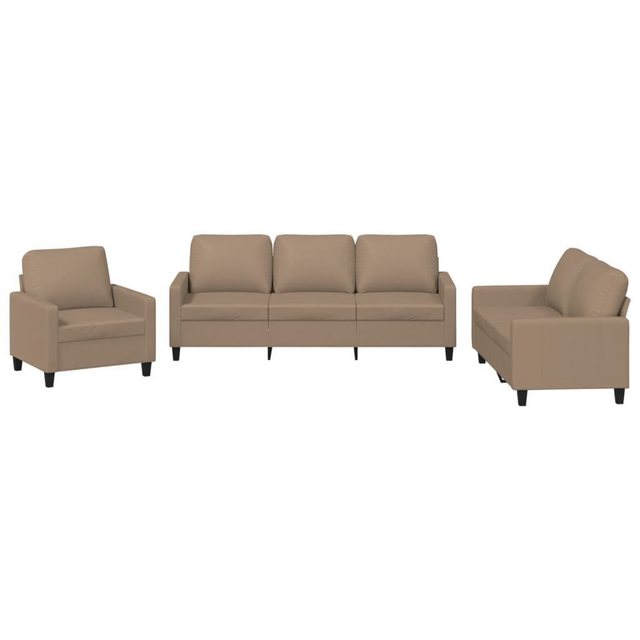 vidaXL Sofa 3-tlg. Sofagarnitur mit Kissen Cappuccino-Braun Kunstleder günstig online kaufen