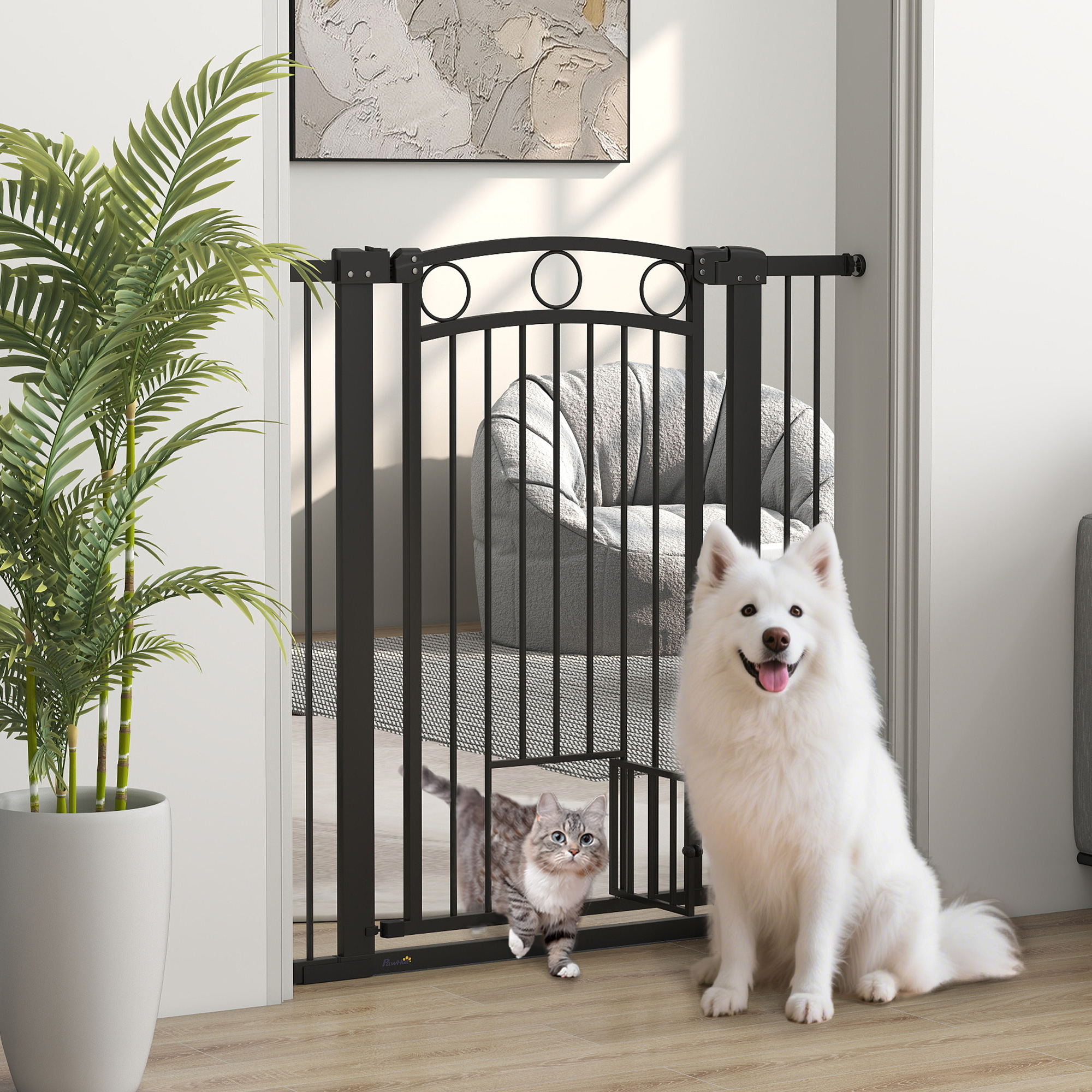 PawHut Türschutzgitter Hund, 76-104 cm Absperrgitter ohne Bohren, Treppengi günstig online kaufen