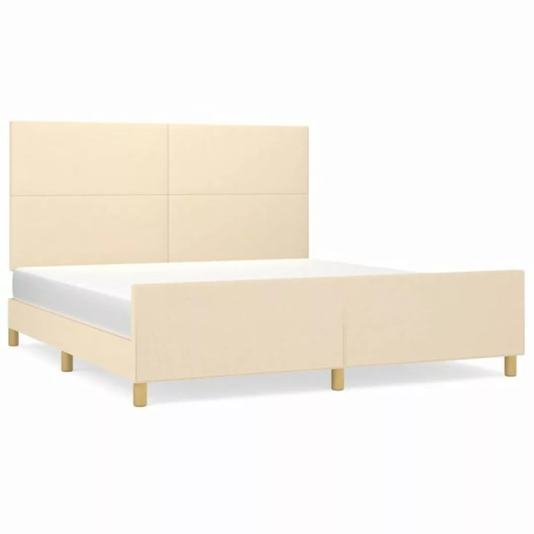 vidaXL Bettgestell Bettrahmen mit Kopfteil Creme 160x200 cm Stoff Bett Bett günstig online kaufen