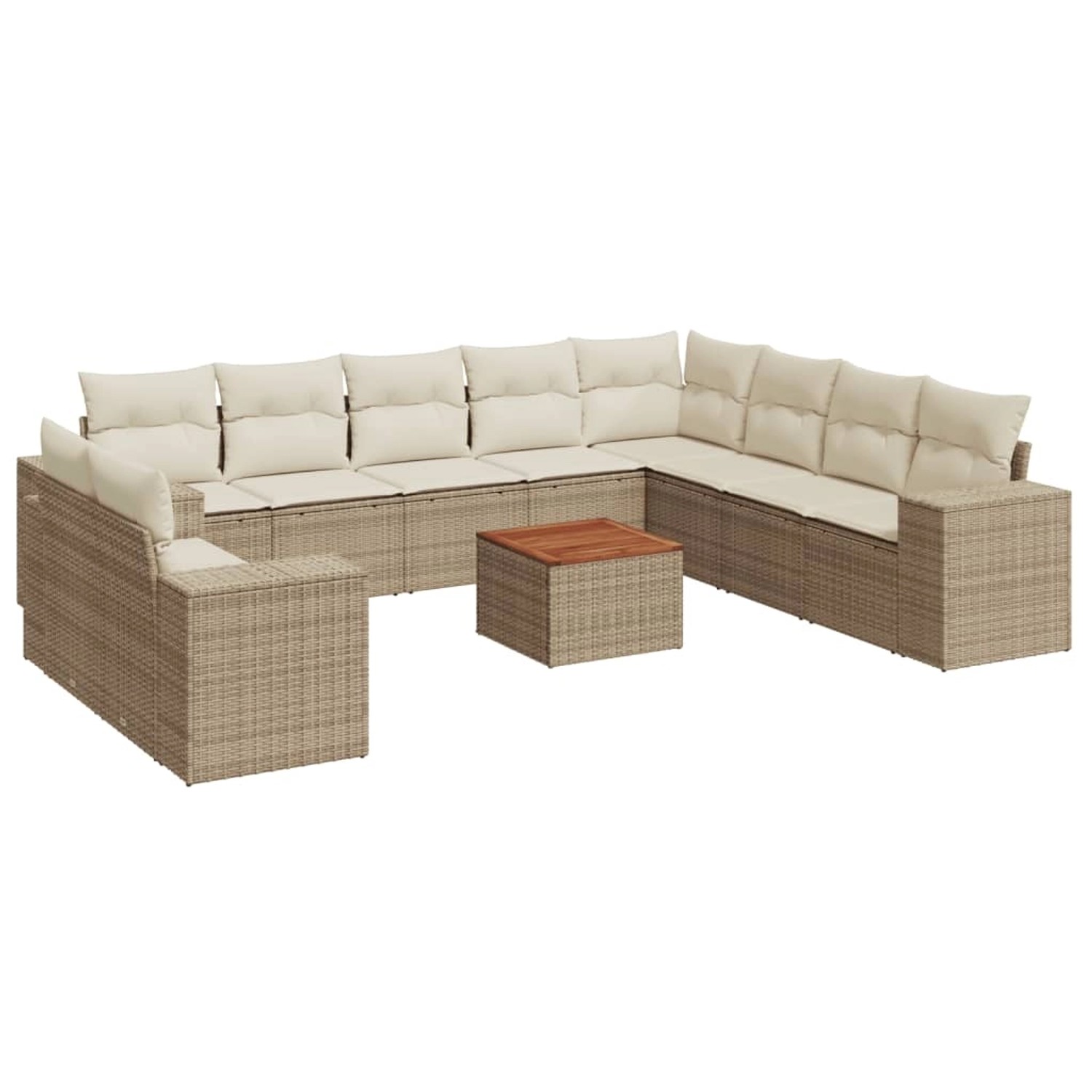 vidaXL 11-Tlg Garten-Sofagarnitur mit Kissen Beige Poly Rattan 3225519 günstig online kaufen