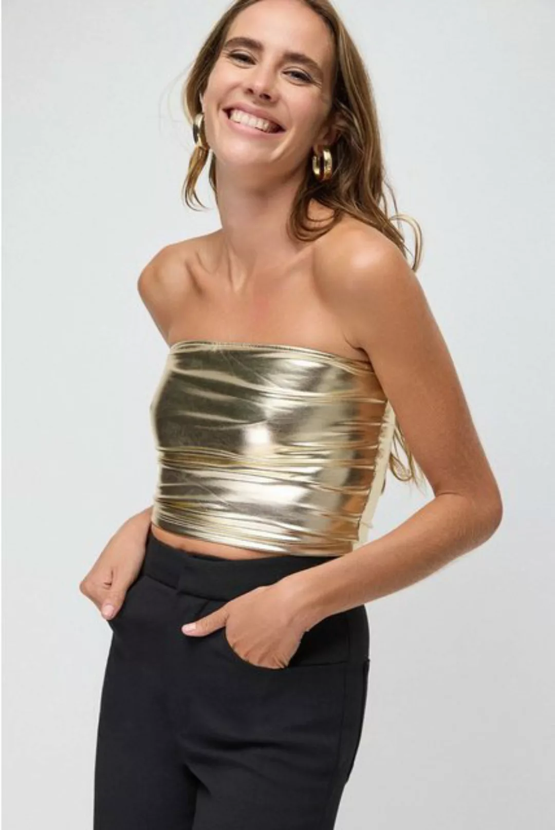 No Matter What Bandeautop im glänzendem Metallic-Look günstig online kaufen