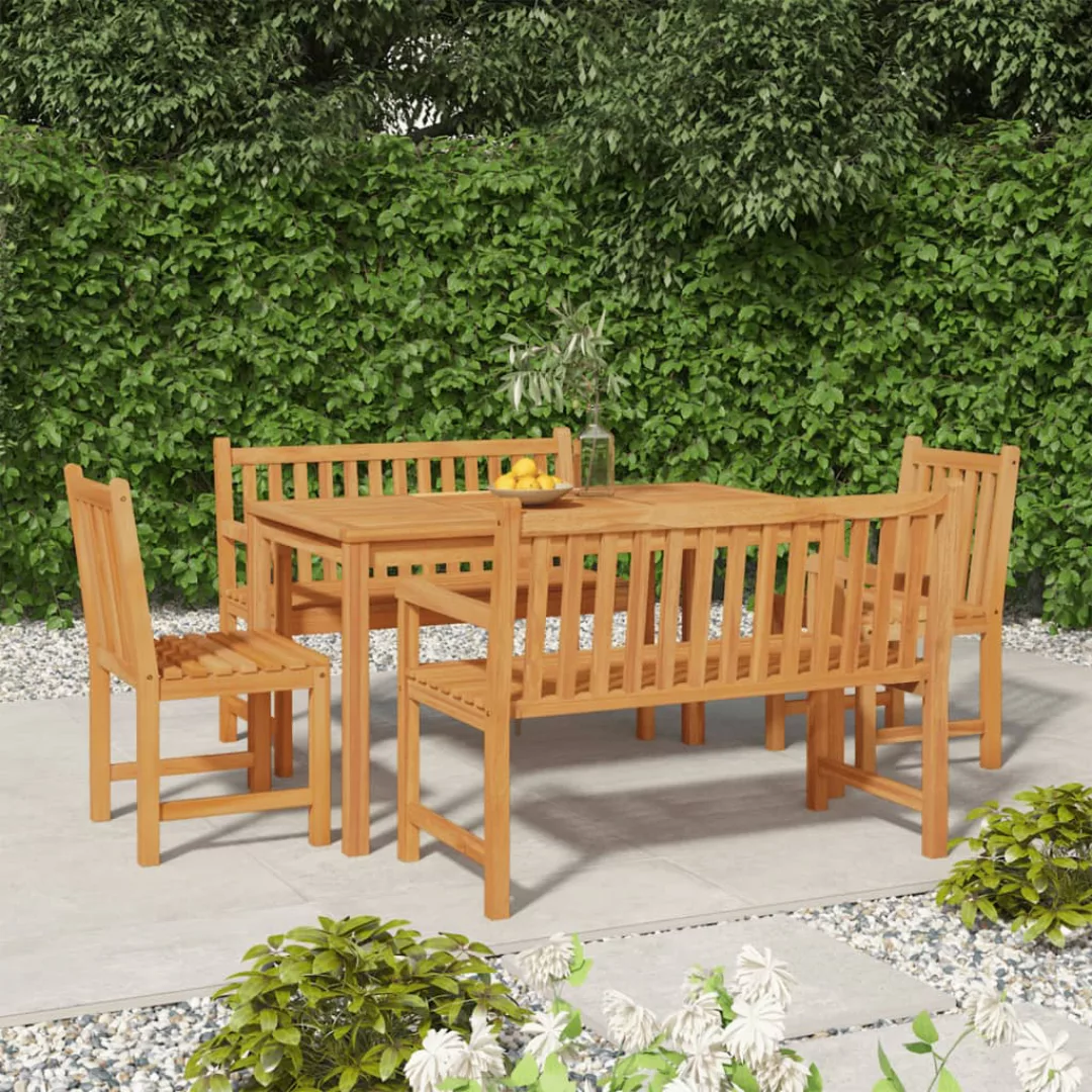 Vidaxl 5-tlg. Garten-essgruppe Massivholz Teak günstig online kaufen