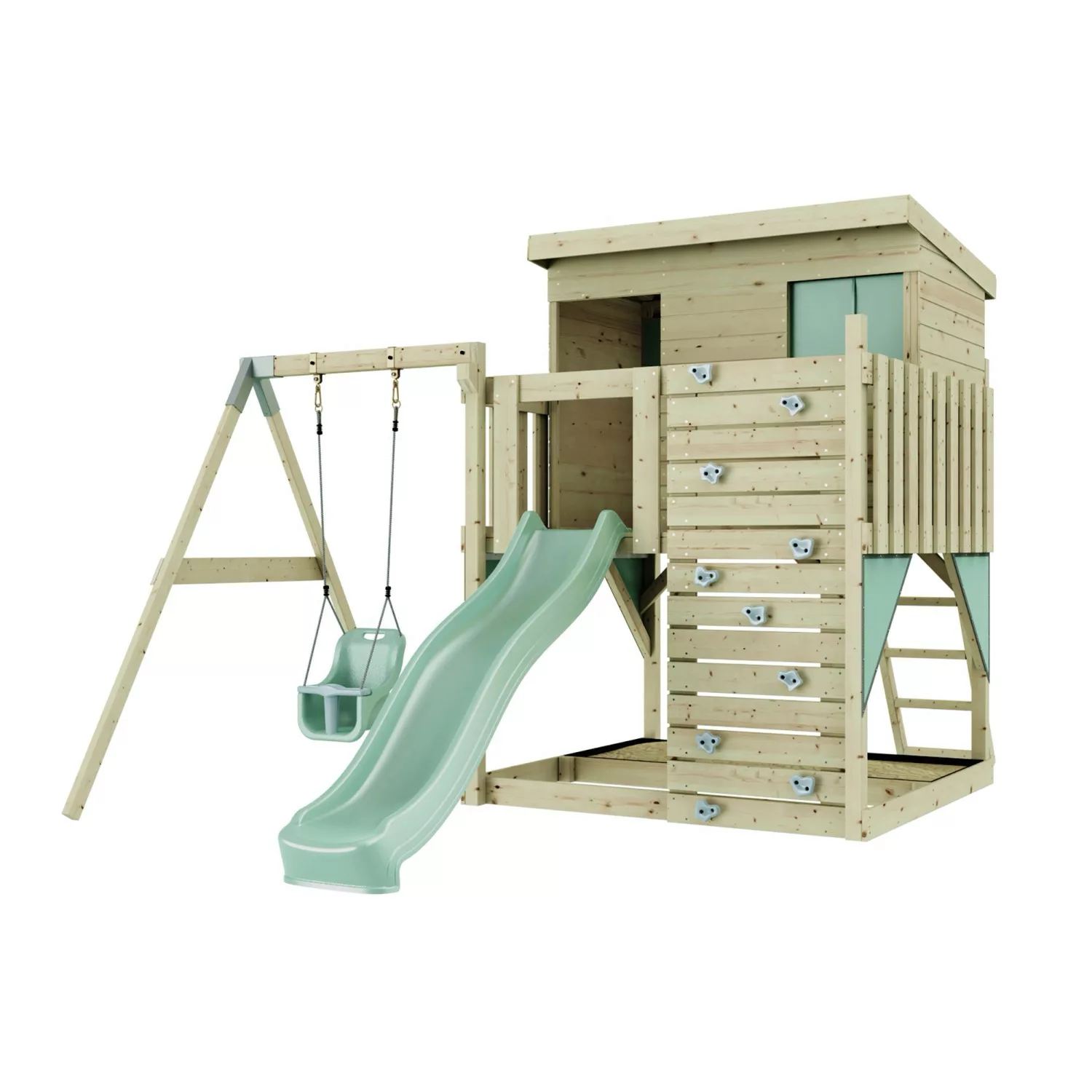 PolarPlay Spielturm Tjorven, mit Babyschaukel, Mintgrün günstig online kaufen