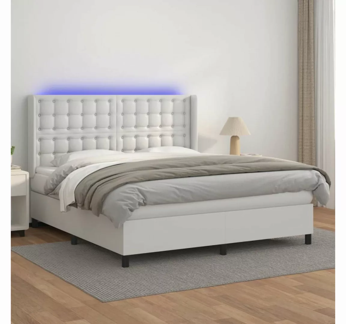 vidaXL Boxspringbett Boxspringbett mit Matratze und LED Kunstleder (180 x 2 günstig online kaufen