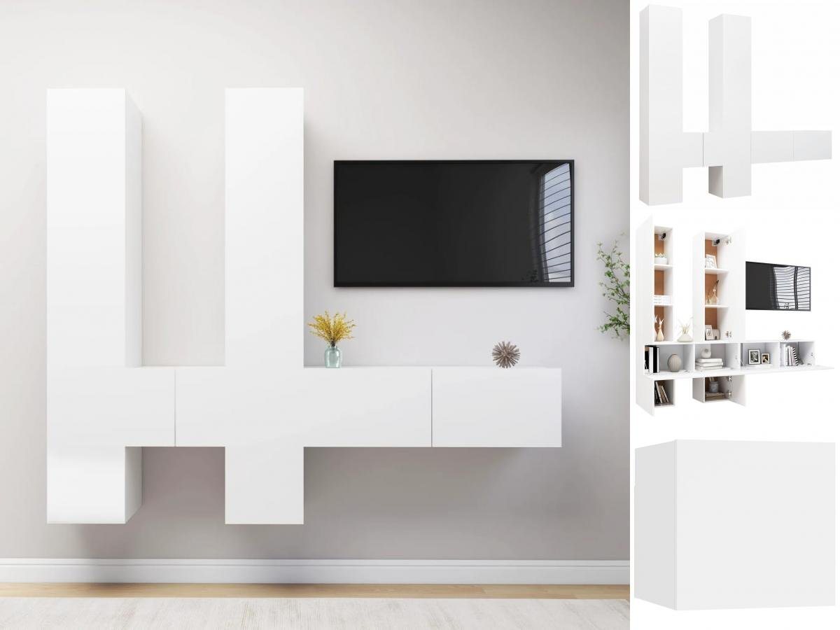 vidaXL TV-Schrank 6-tlg TV-Schrank-Set Weiß Spanplatte TV-Konsole für Ferns günstig online kaufen