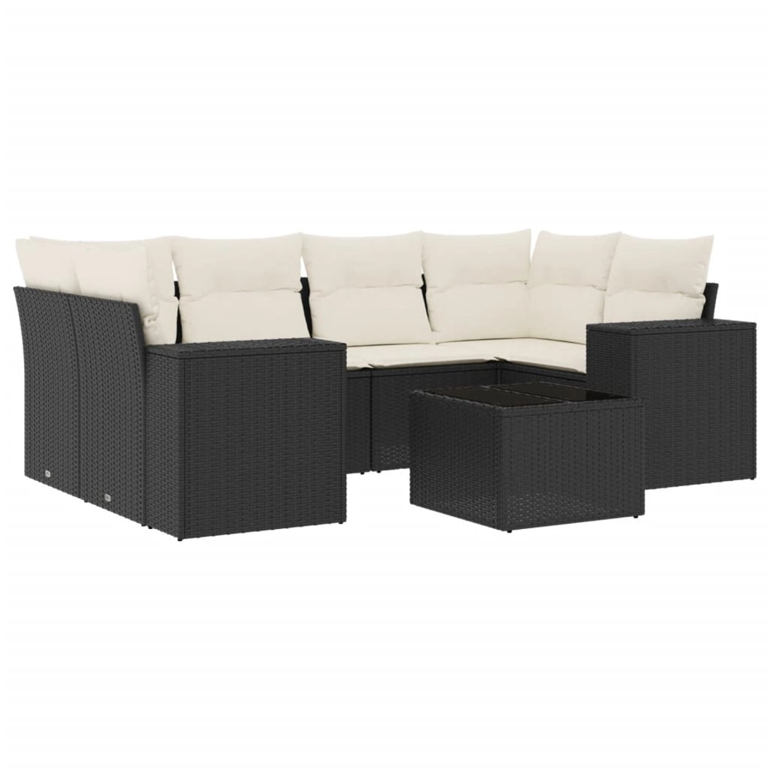 vidaXL 7-Tlg Garten-Sofagarnitur mit Kissen Schwarz Poly Rattan 3254653 günstig online kaufen