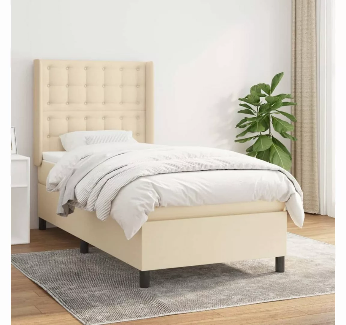 vidaXL Boxspringbett Boxspringbett mit Matratze Creme 80x200 cm Stoff Bett günstig online kaufen