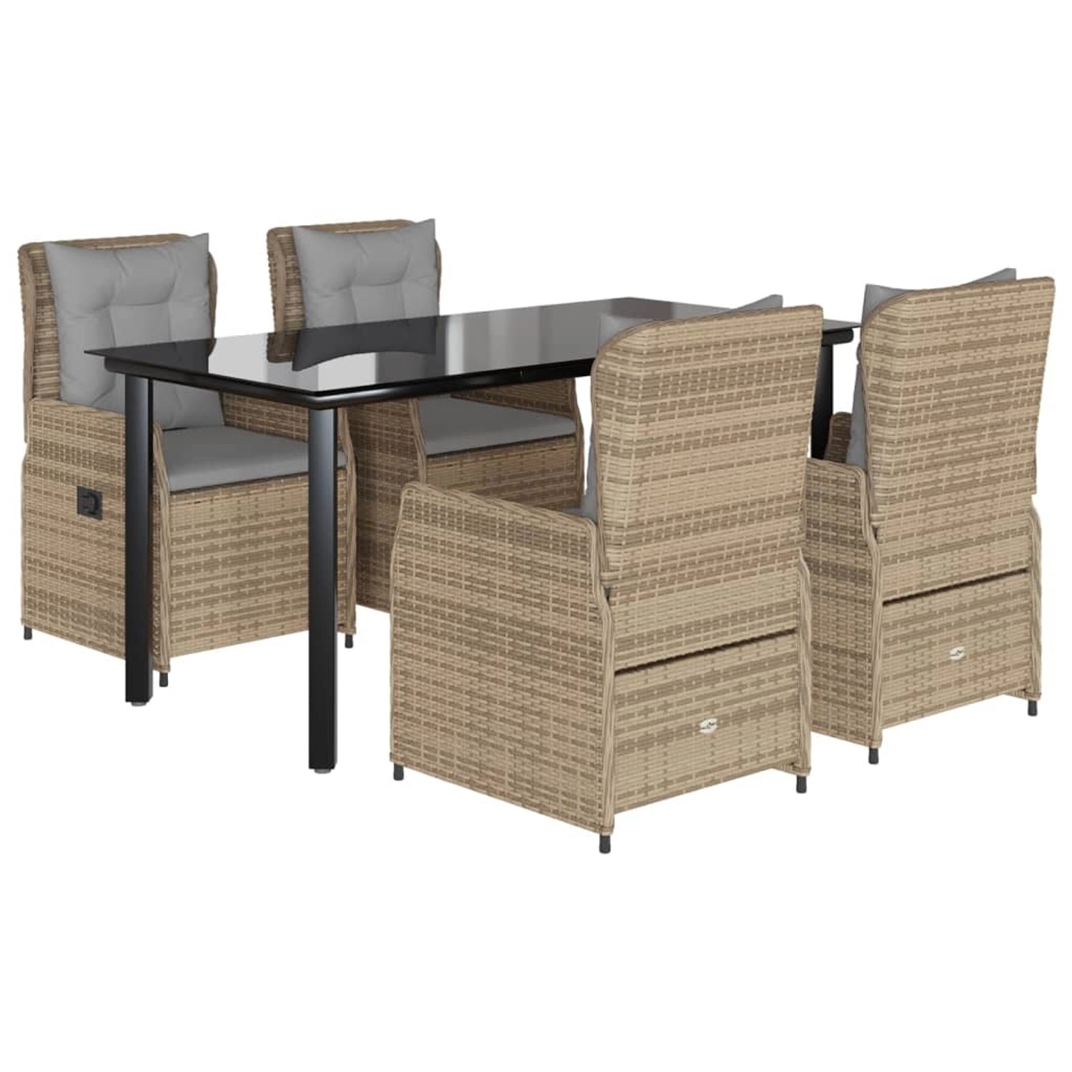 vidaXL 5-Tlg Garten-Essgruppe mit Kissen Beige Poly Rattan 3262878 günstig online kaufen