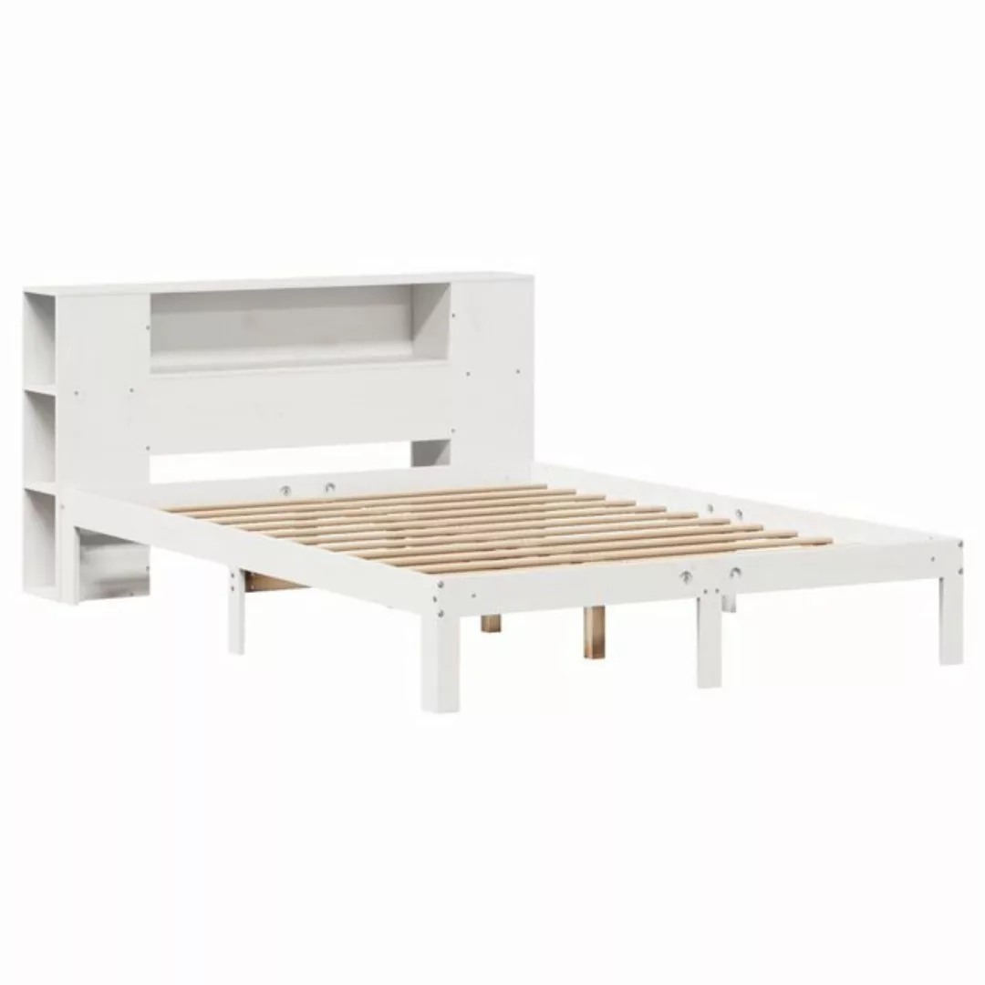 vidaXL Bett Massivholzbett mit Regal ohne Matratze Weiß 150x200 cm Kiefer günstig online kaufen