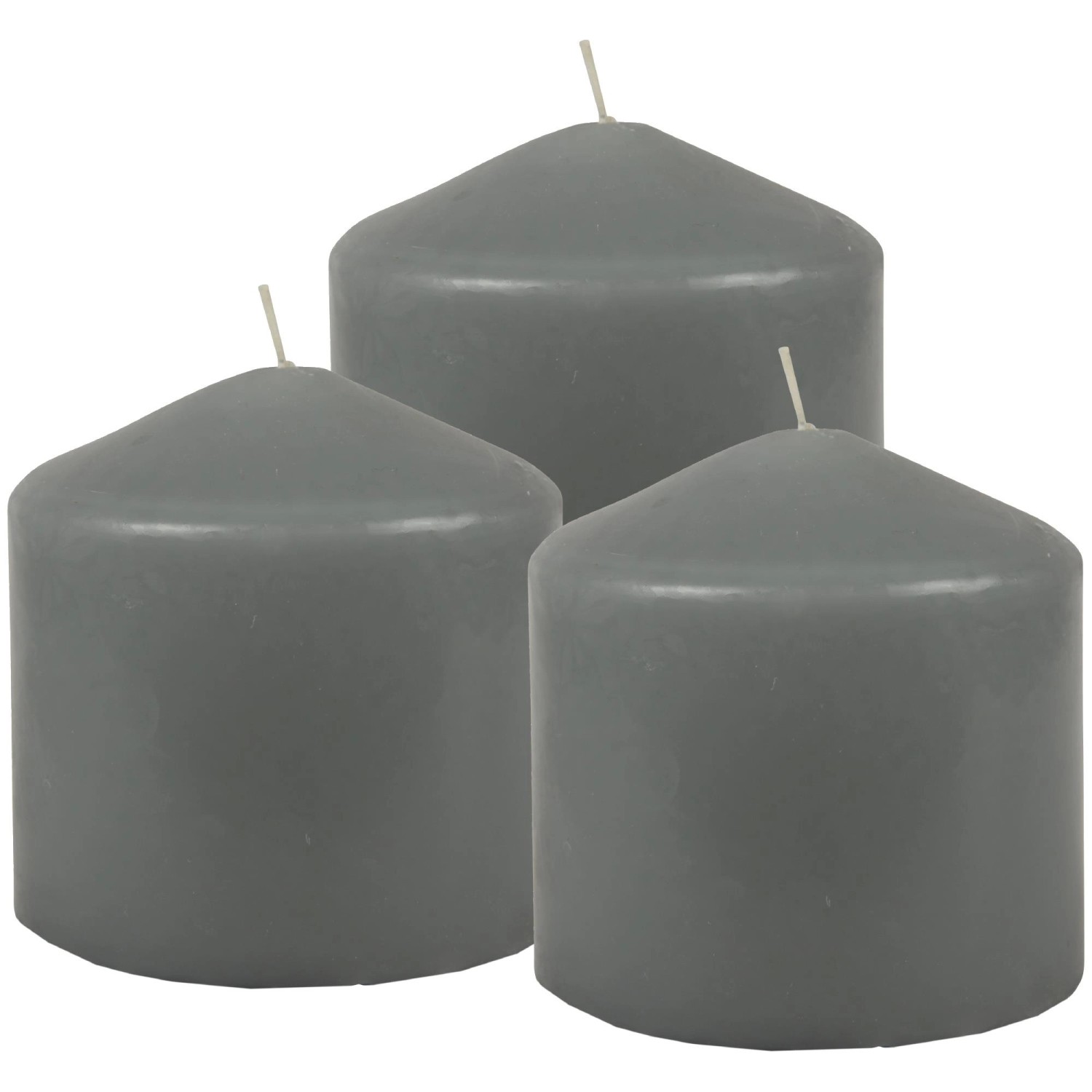 HS Candle Stumpenkerzen Ø8cm 3er Pack Grau günstig online kaufen