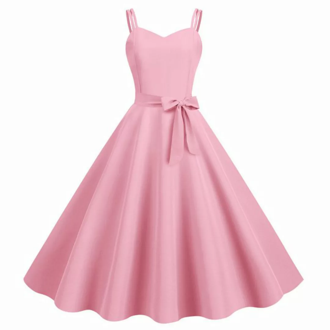 ZWY Spaghettikleid Strapskleid rockabilly kleider damen rosa,Off-Shoulder-K günstig online kaufen