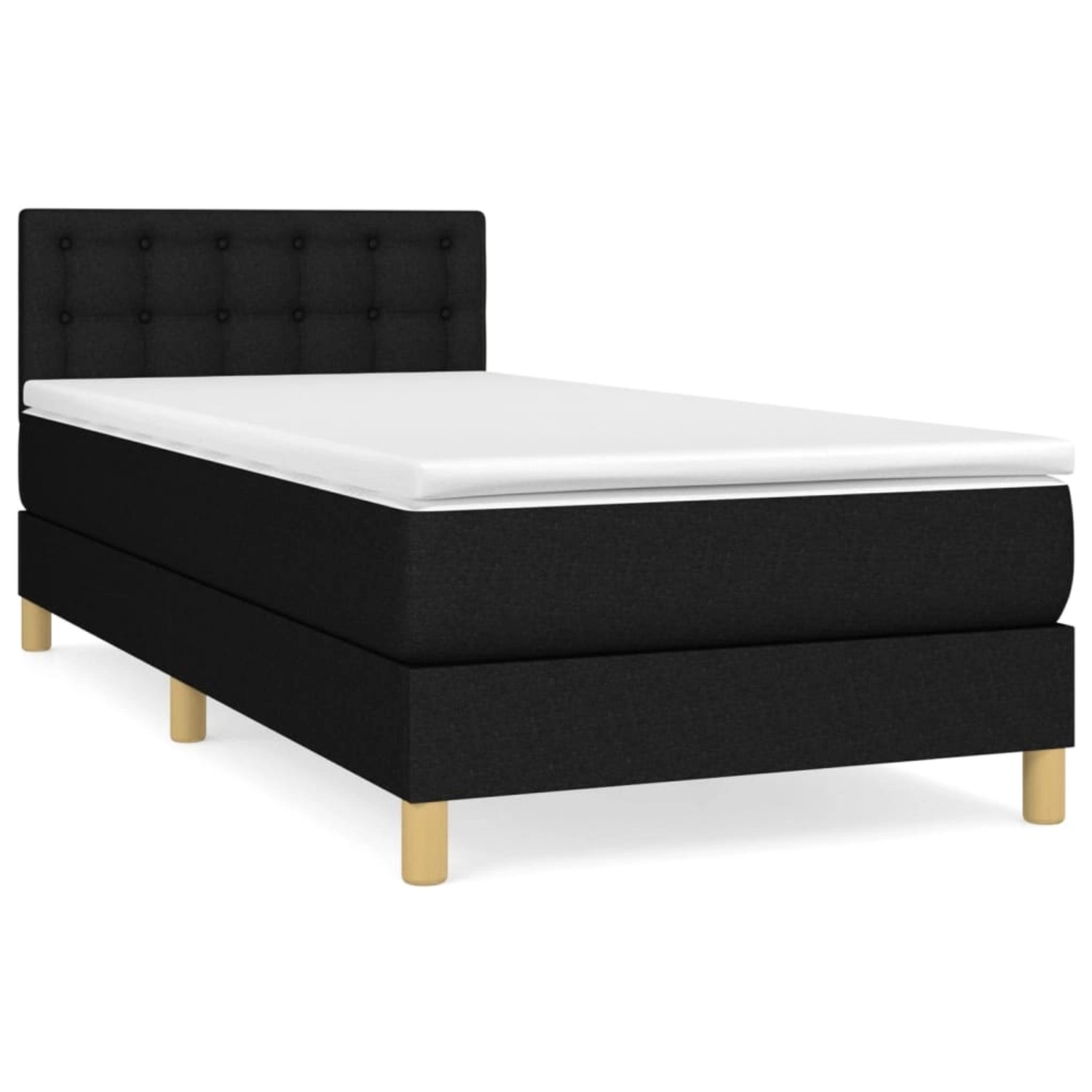 vidaXL Boxspringbett Boxspringbett mit Matratze Schwarz 90x200 cm Stoff Bet günstig online kaufen