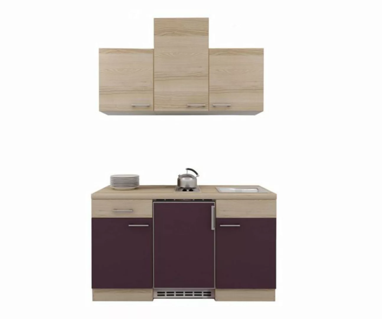 Flex-Well Spülenunterschrank Singleküche mit E-Geräten - 150 cm breit - Aub günstig online kaufen