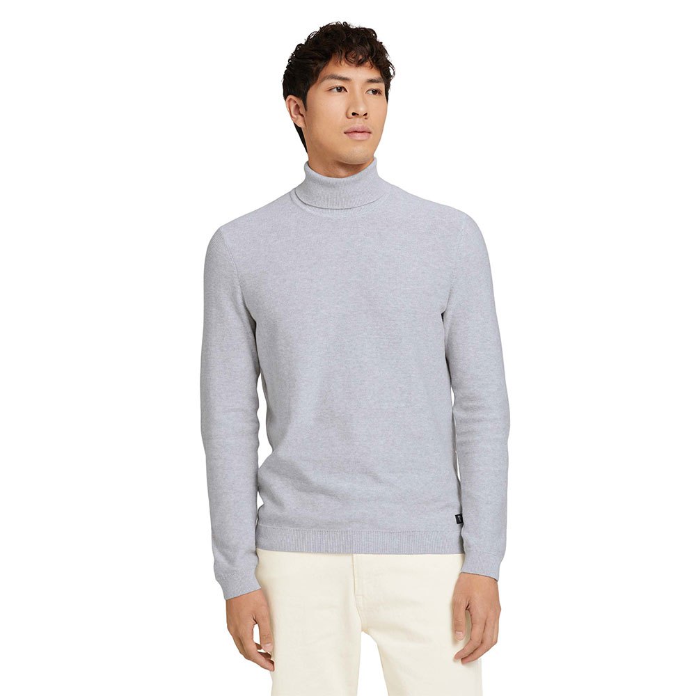 Tom Tailor Fine Structured Rollkragen Sweater 2XL Light Stone Grey Melange günstig online kaufen