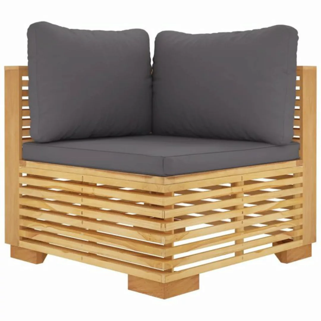 Vidaxl Garten-ecksofa Mit Dunkelgrauen Kissen Massivholz Teak günstig online kaufen