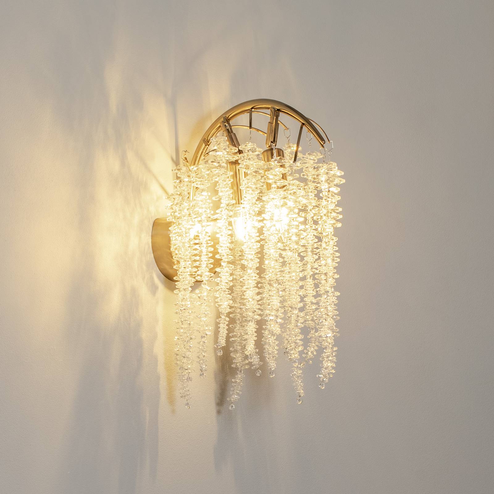Wandlampe Grape, messing antik, Höhe 42 cm, Glas, 2-flammig günstig online kaufen