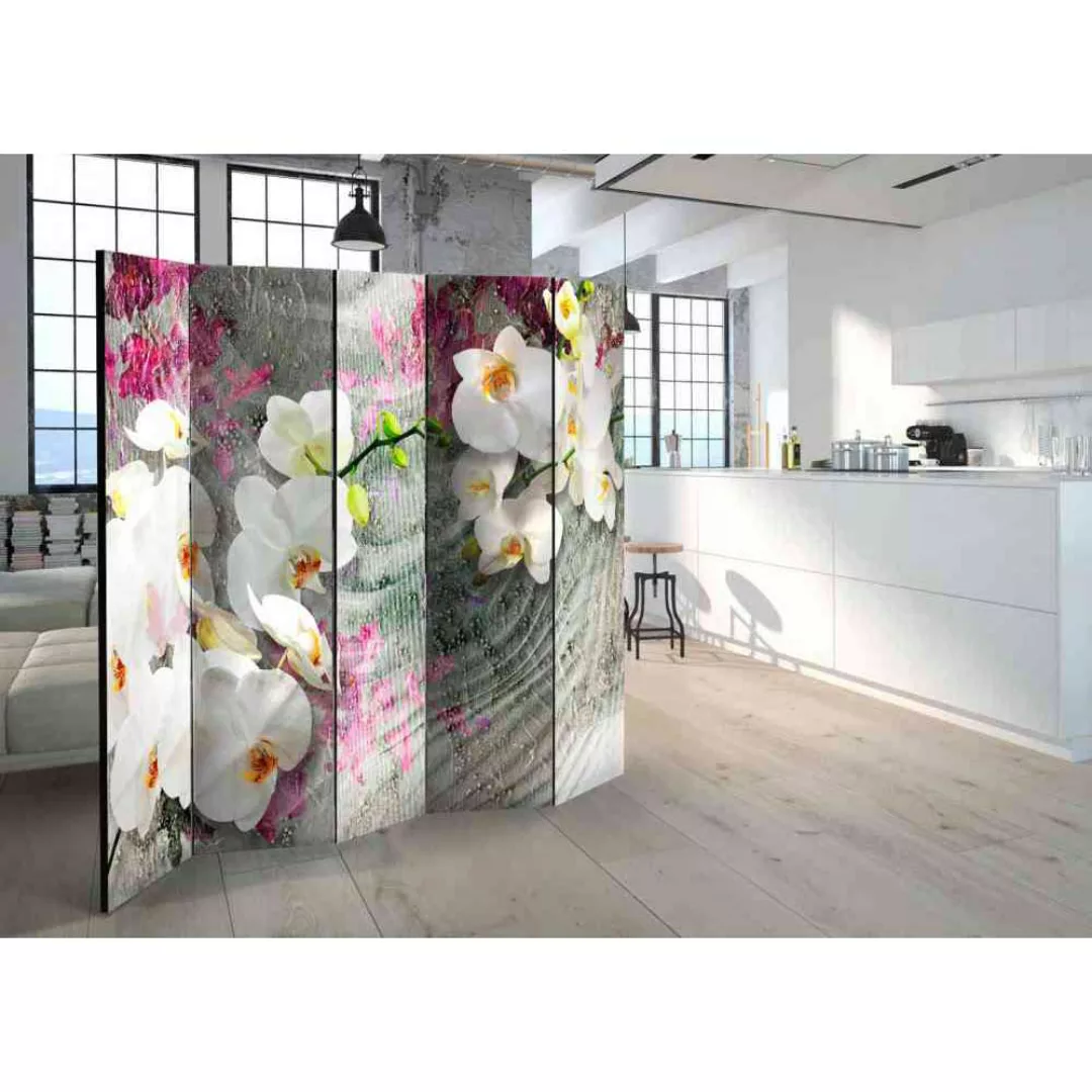 Leinwand Paravent mit Orchideen Blüten 5-teilig günstig online kaufen